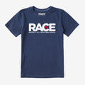 Youth Blue RACE White Logo Short Sleeve
