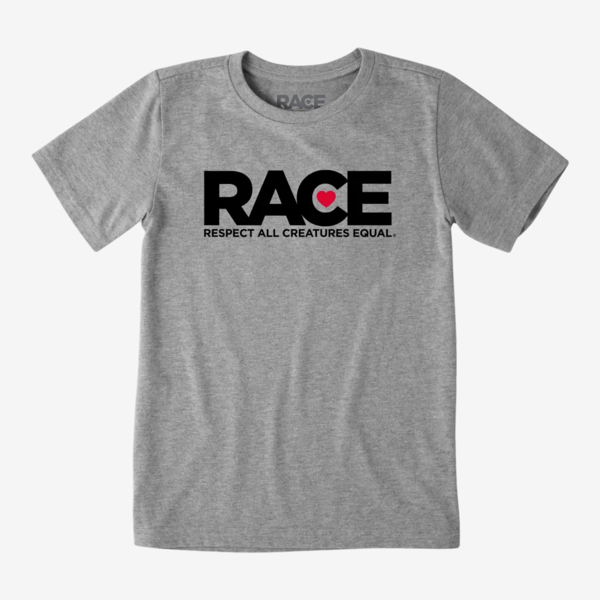 Youth Gray RACE Black  Logo Short Sleeve