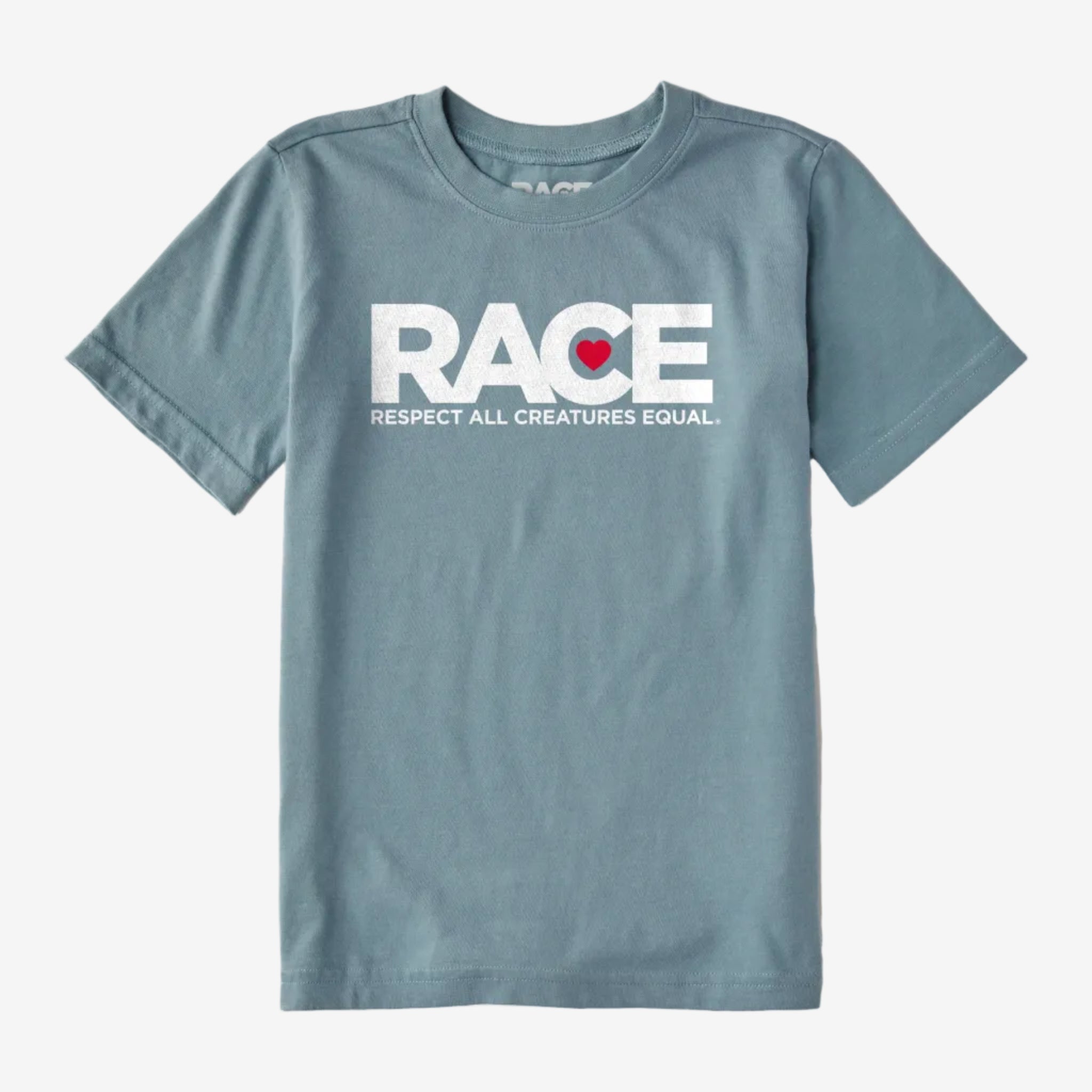 Youth Light Blue RACE White Logo Short Sleeve