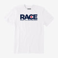 Men's White RACE Navy Logo Short Sleeve