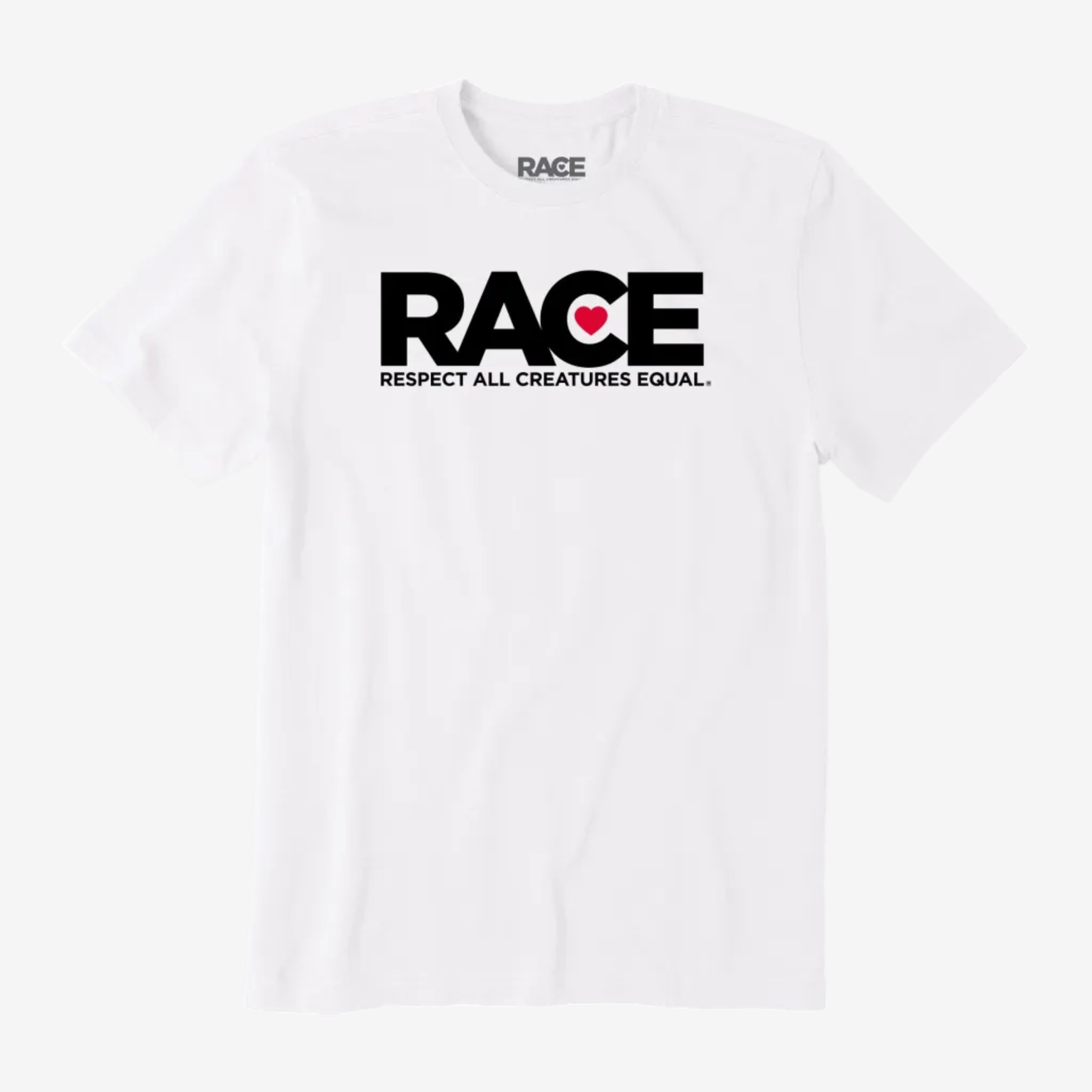 Men's White RACE Black Logo Short Sleeve