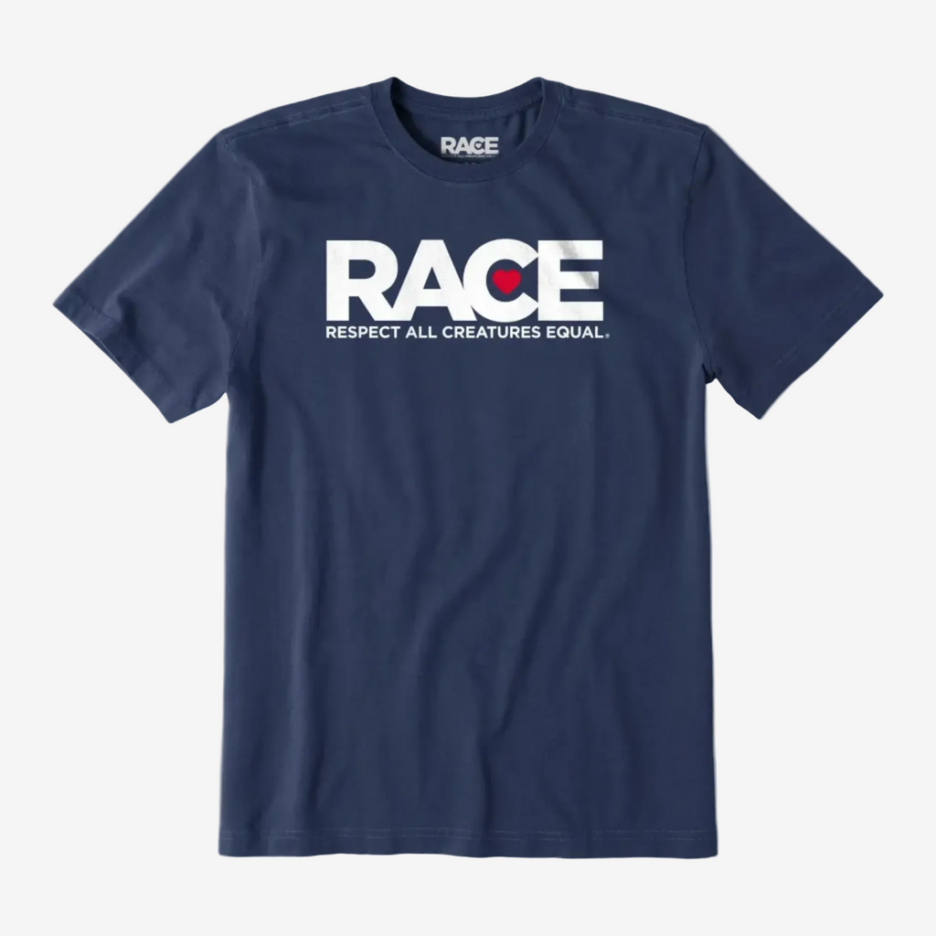 Men's Blue RACE White Logo Short Sleeve