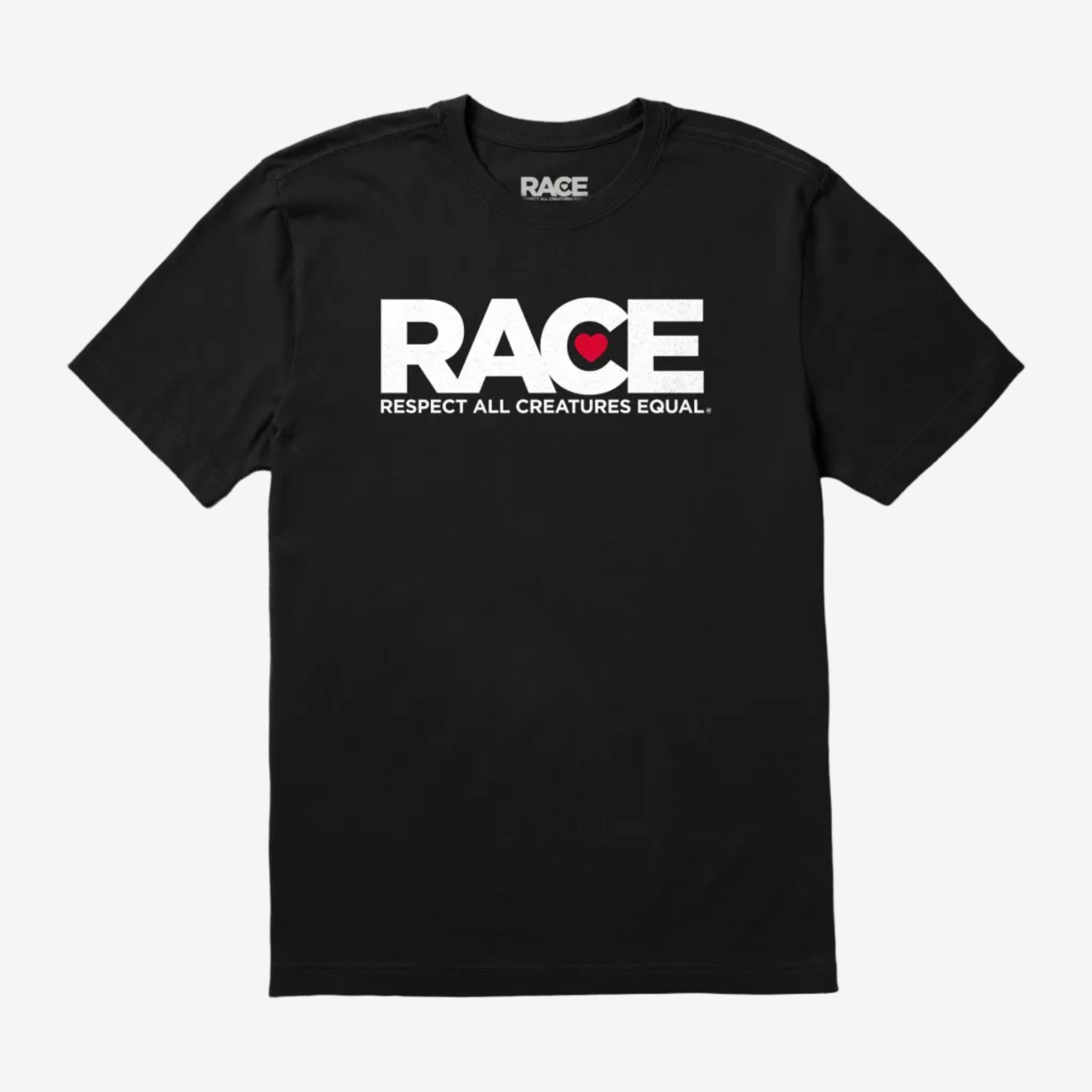 Men's Black  RACE White Logo Short Sleeve
