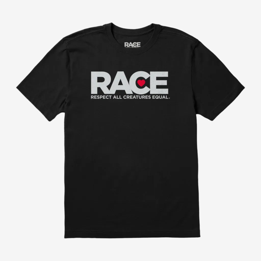 Men's Black  RACE Silver Logo Short Sleeve