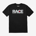 Men's Black  RACE Silver Logo Short Sleeve