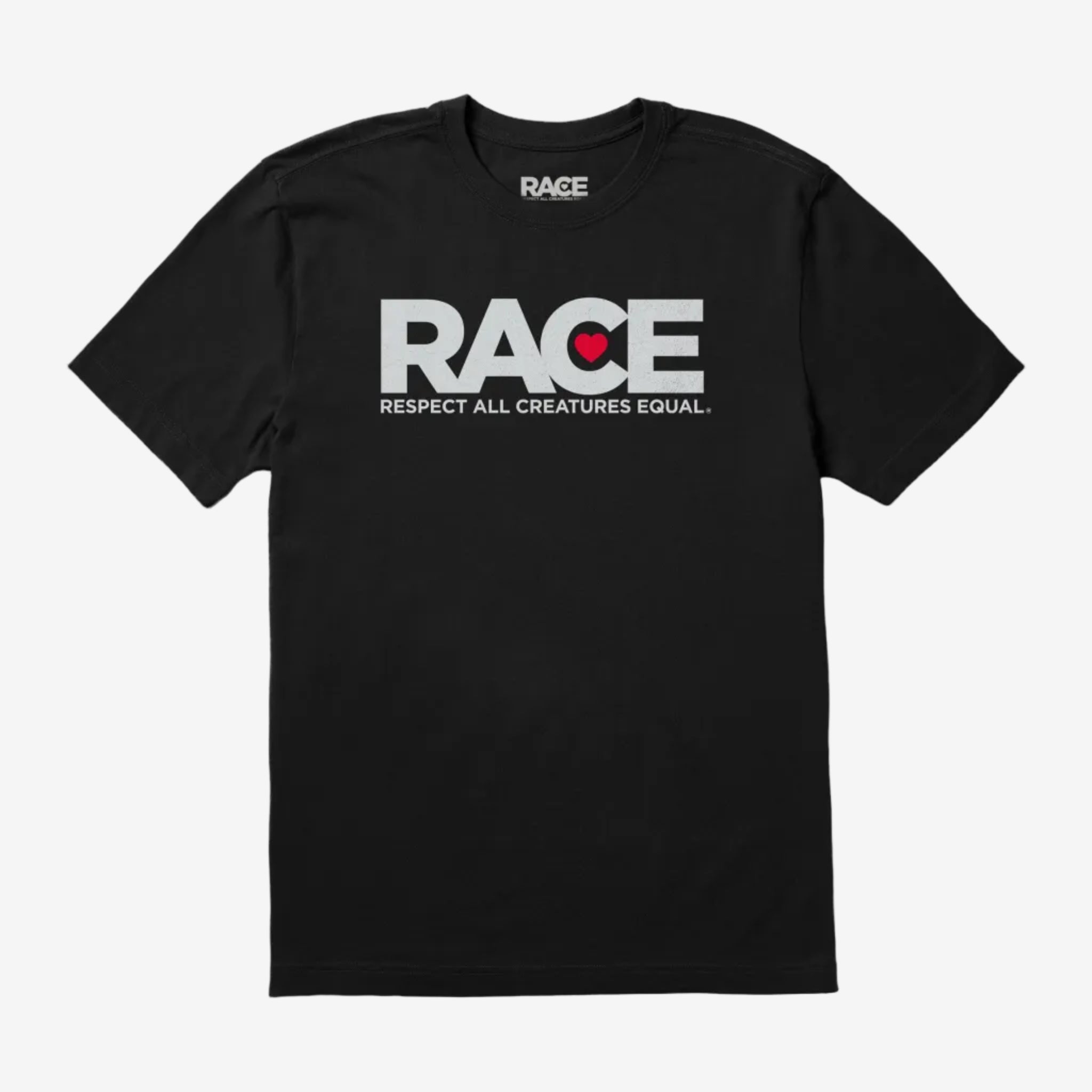 Men's Black  RACE Silver Logo Short Sleeve