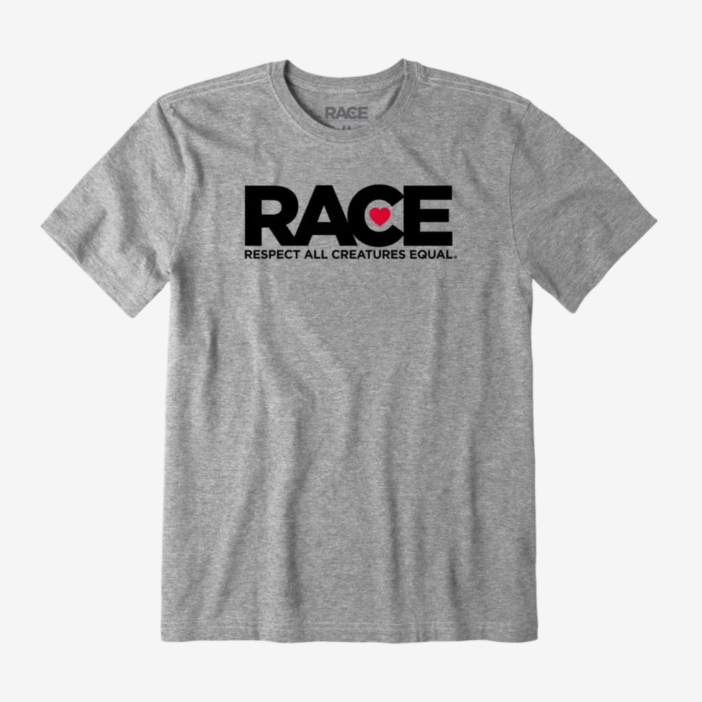 Men's Gray RACE Black Logo Short Sleeve