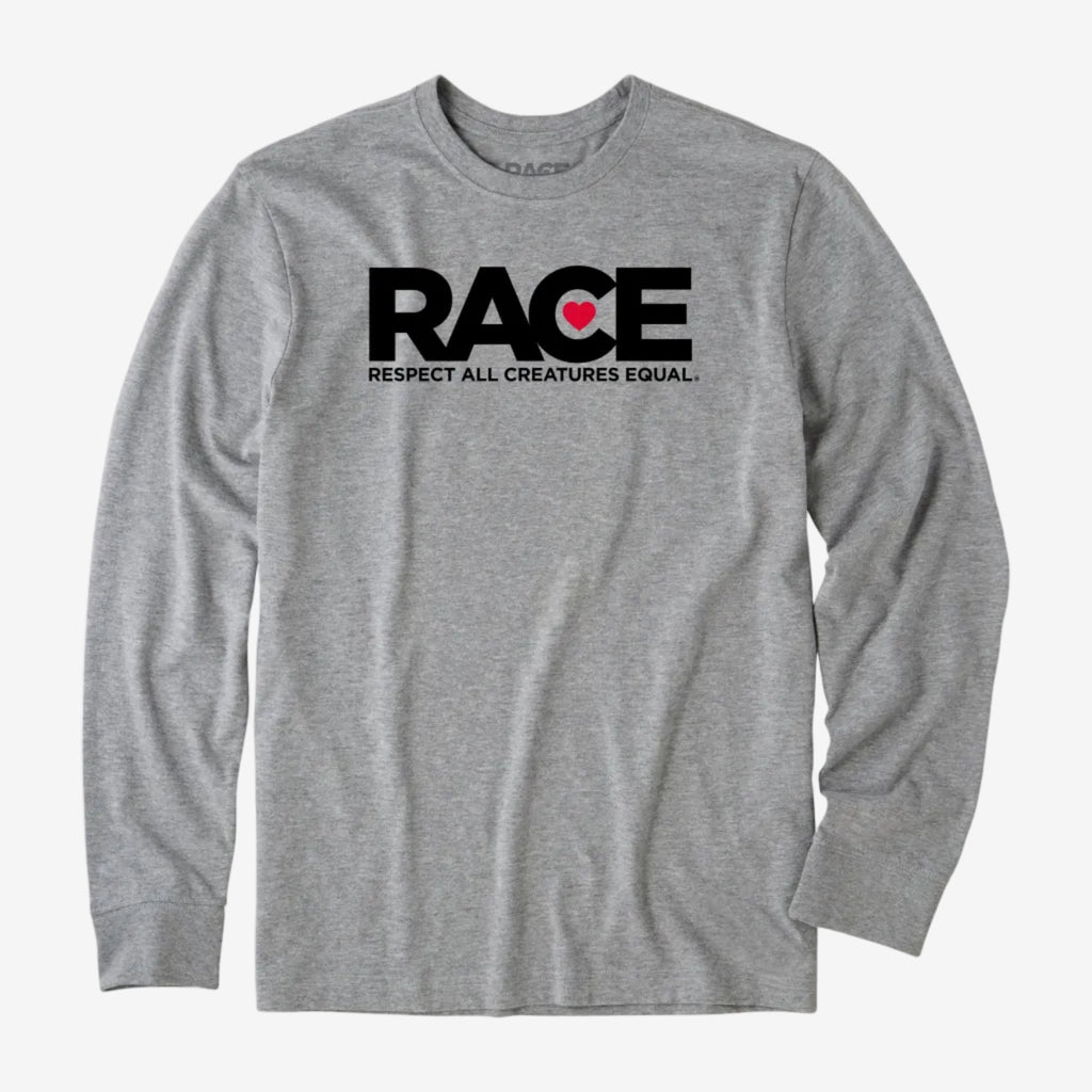 Men's Gray RACE Black Logo Long Sleeve