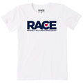 Women's Heavyweight White  RACE Navy Logo Short Sleeve