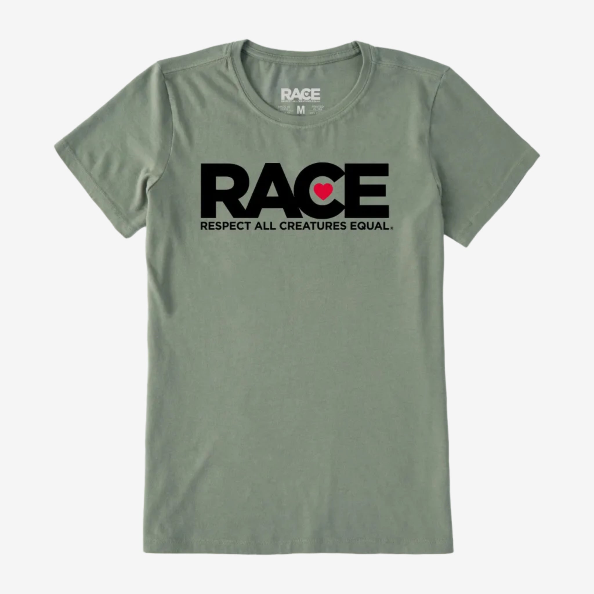 Women's Heavyweight Moss RACE Black Logo Short Sleeve