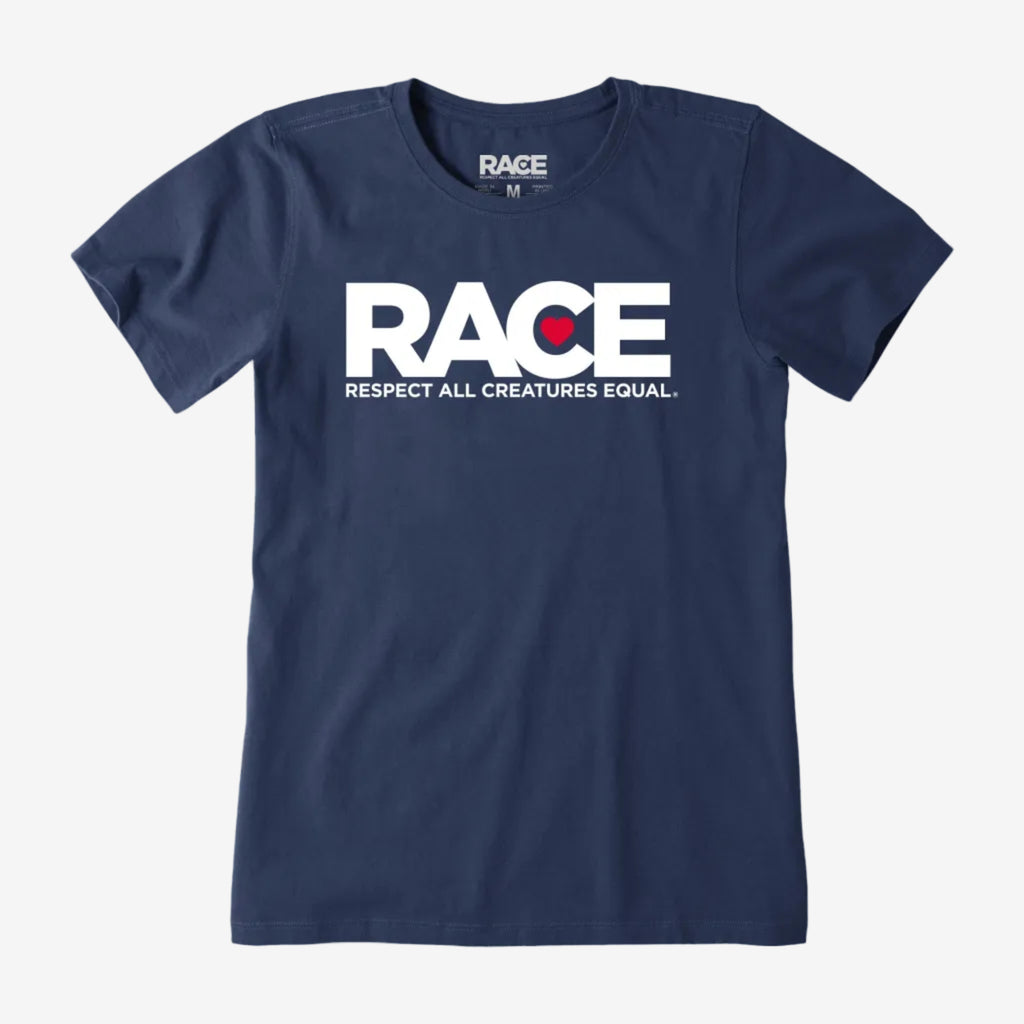 Women's Lightweight Blue RACE White Logo Short Sleeve