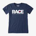 Women's Lightweight Blue RACE White Logo Short Sleeve