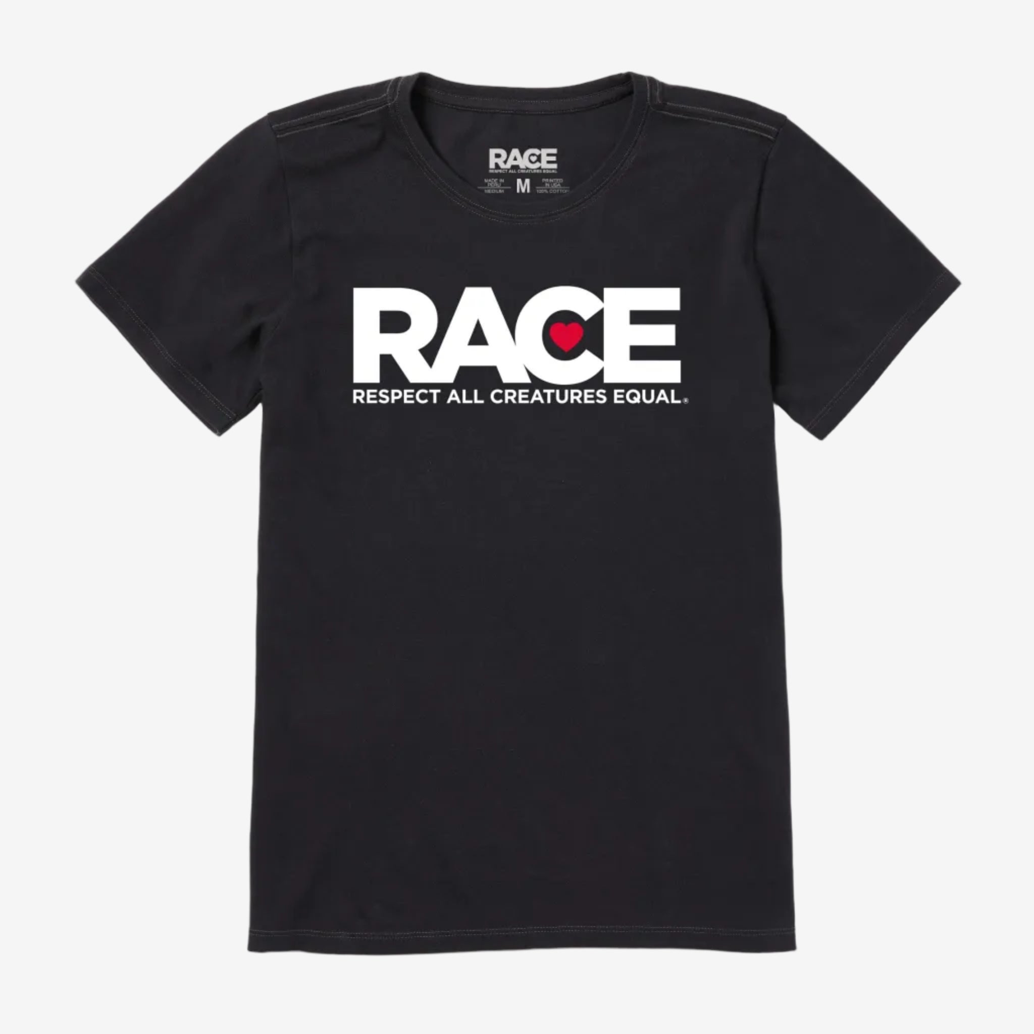 Women's Lightweight Black RACE White Logo Short Sleeve