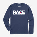 Women's Blue  RACE White Logo Long Sleeve