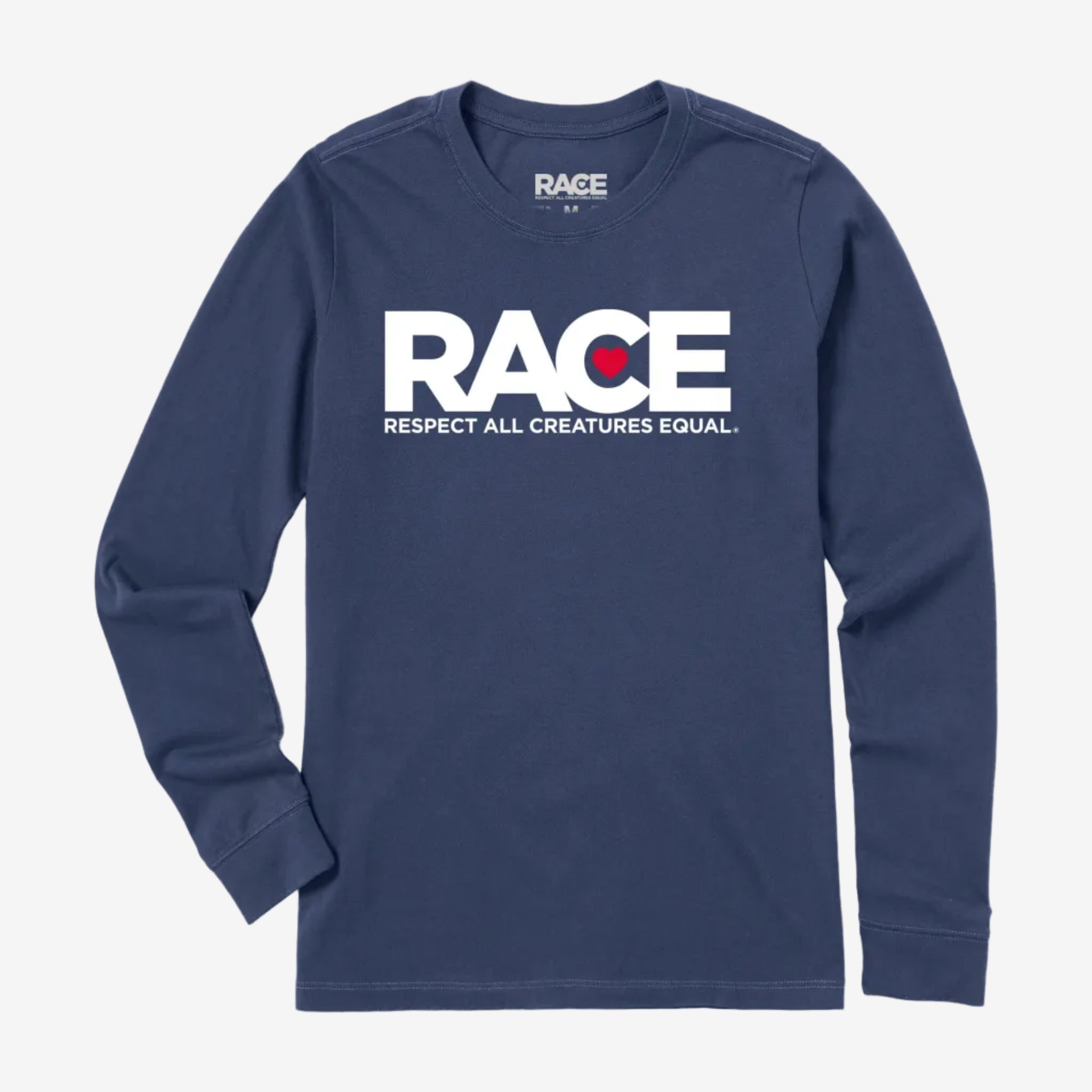 Women's Blue  RACE White Logo Long Sleeve