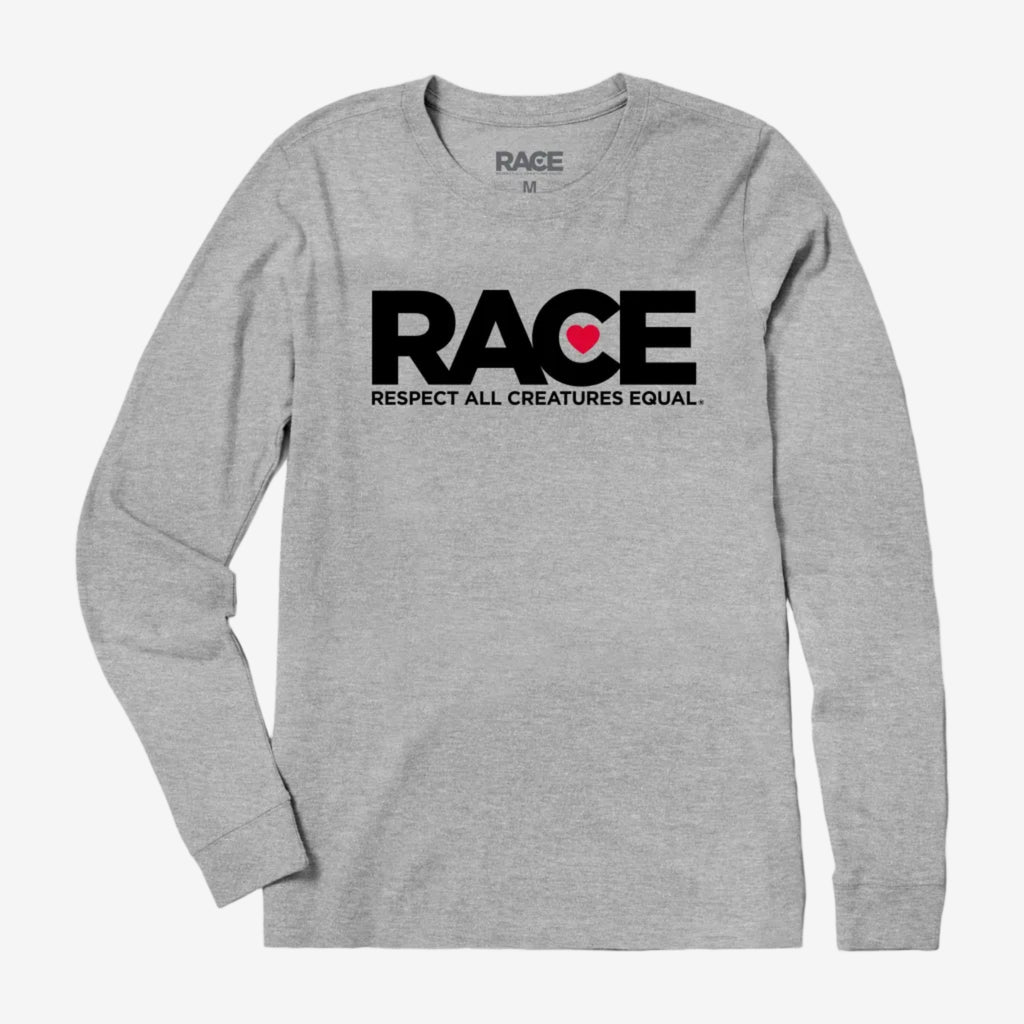 Women's Gray RACE  Black Logo Long Sleeve